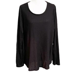 Evri Plus Size Ribbed Black Thin Long Sleeve Sweater Women’s (Sz 1X)